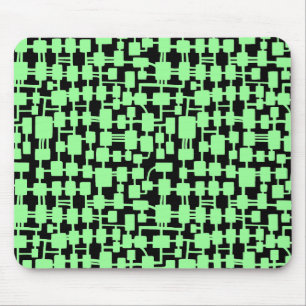 Abstract Network - Mint Green on Black Mouse Pad