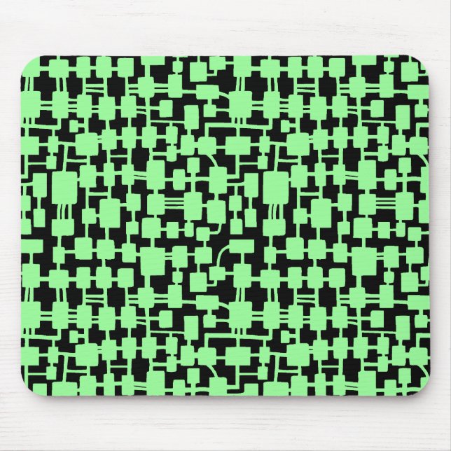 Abstract Network - Mint Green on Black Mouse Pad (Front)