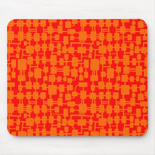 Abstract Network - Orange on Red FF0000 Mouse Pad (Front)