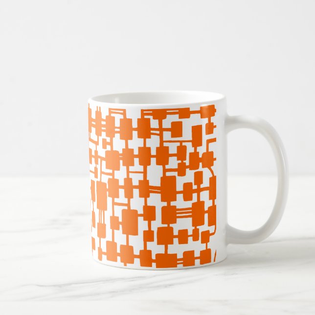 Abstract Network - Orange on White Coffee Mug (Right)