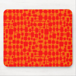 Abstract Network - Red on Orange FF6600 Mouse Pad