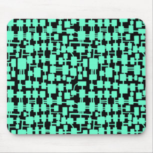 Abstract Network - Turquoise on Black Mouse Pad