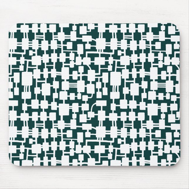 Abstract Network - White on Dark Green 003333 Mouse Pad (Front)