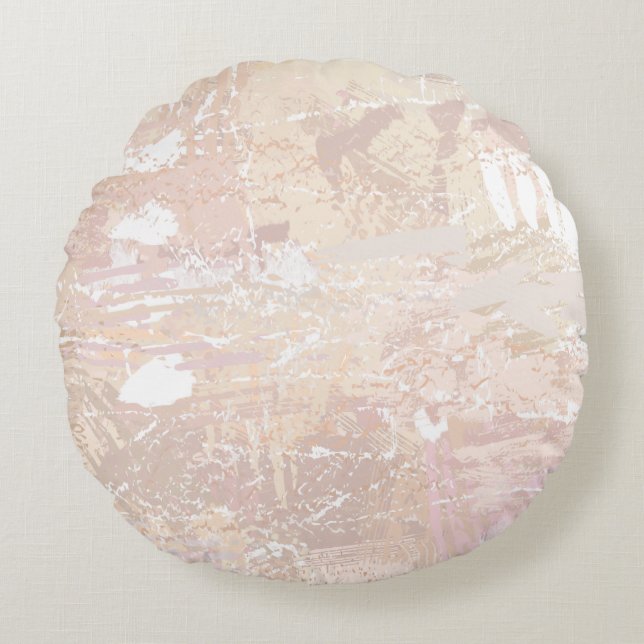 Abstract Neutral Mix Round Cushion (Front)