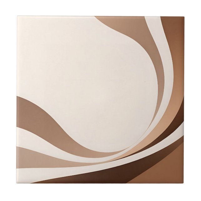 Abstract Neutral Waves Boho Earth Tones Ceramic Tile (Front)
