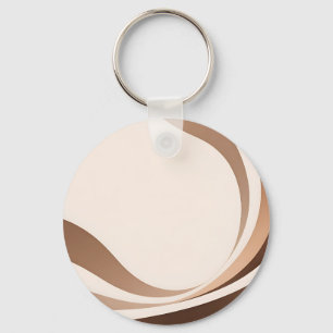 Abstract Neutral Waves Boho Earth Tones Key Ring