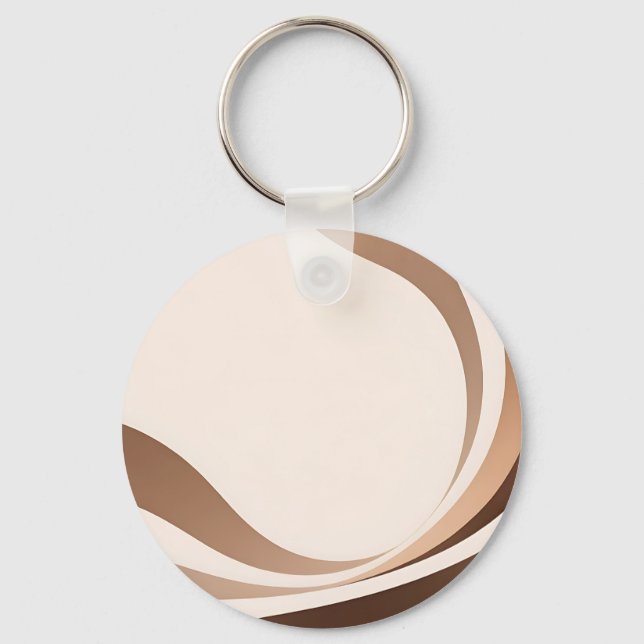 Abstract Neutral Waves Boho Earth Tones Key Ring (Front)