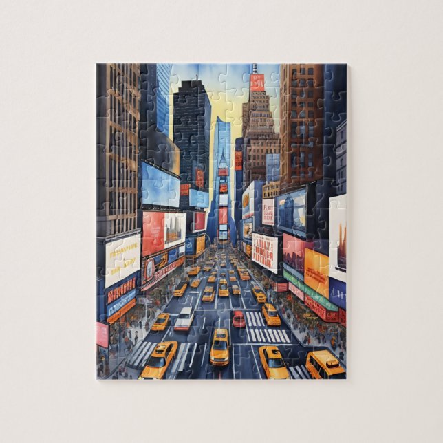 Abstract New York City Busy Street Travel Jigsaw Puzzle (Vertical)