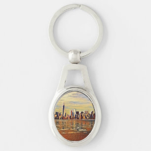 Abstract New York Skyline Key Ring