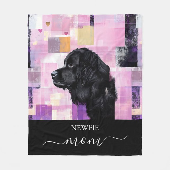 Abstract Newfie Mum Fleece Blanket (Front)