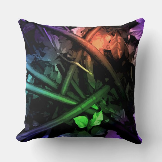 Abstract Night Glow Floral Throw Pillow (Front)