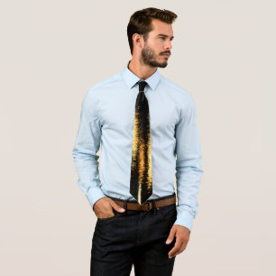 Abstract night lights sea shiny gold black tie