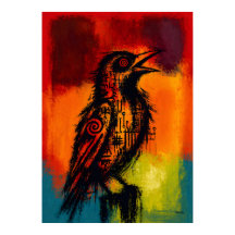 Abstract Nightingale in Colour Fields Expressionis