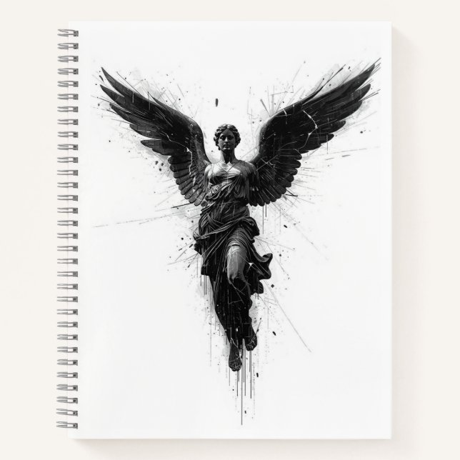 Abstract Nike Statue Notebook - Black Marble Journ (Front)