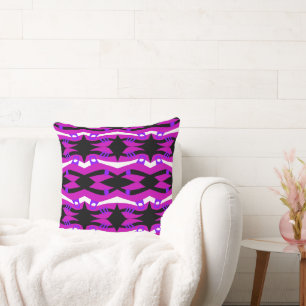 Abstract Noah’s Ark Black Fuchsia Purple White Cushion