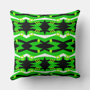 Abstract Noah’s Ark Black Green White Cushion