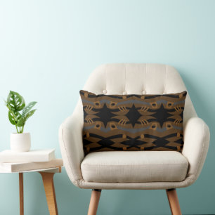 Abstract Noah's Ark Black Orange Brown Grey Lumbar Cushion