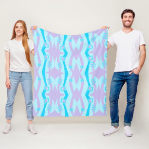 Abstract Noah's Ark Blue Lilac Fleece Blanket