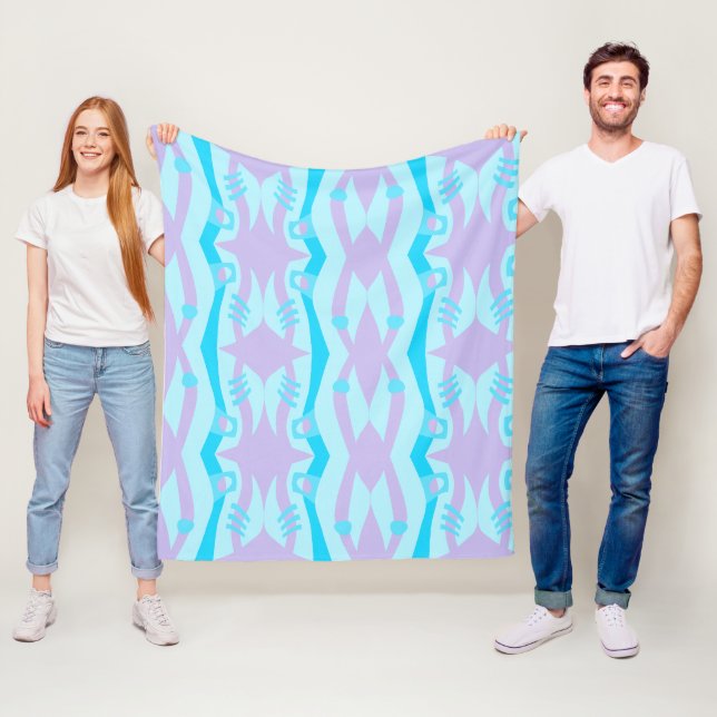 Abstract Noah's Ark Blue Lilac Fleece Blanket (In Situ)