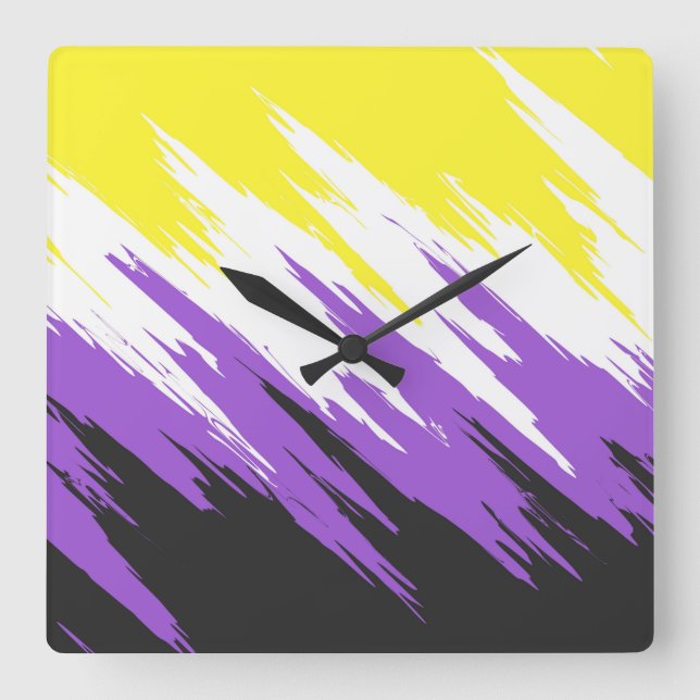 Abstract Nonbinary Pride Flag     Square Wall Clock (Front)