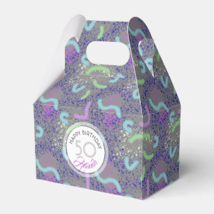 Abstract Noodle personalised 50th Birthday Favour  Box