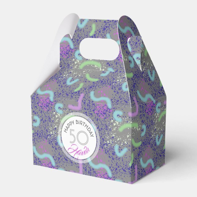 Abstract Noodle personalised 50th Birthday Favour  Box (Front Side)