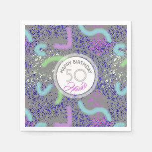 Abstract Noodles personalised 50th Birthday P Napk Napkin