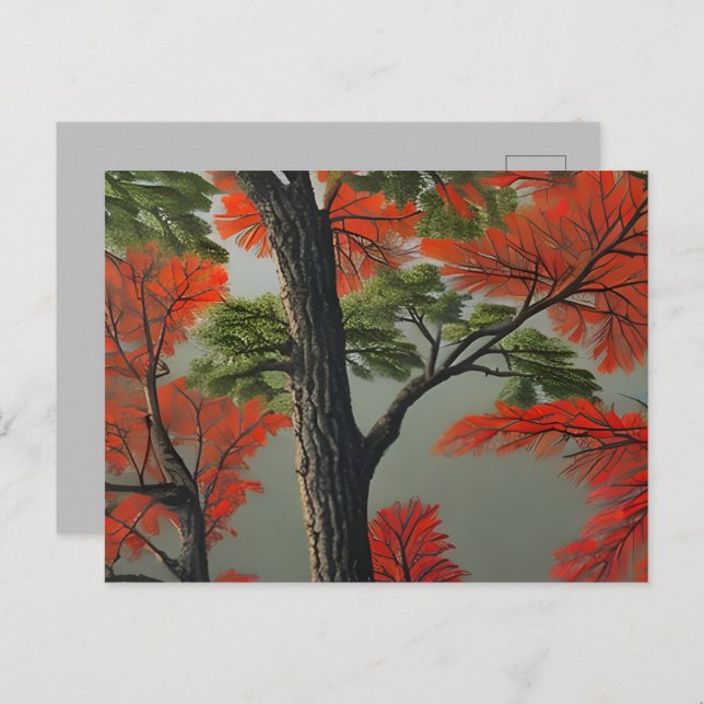 Abstract Northern Autumn Woodland Postcard (Front/Back)