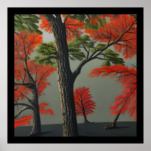 Abstract Northern Autumn Woodland Poster