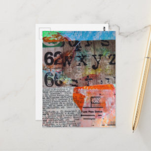 Abstract Numbers Letters Grunge collage  Postcard