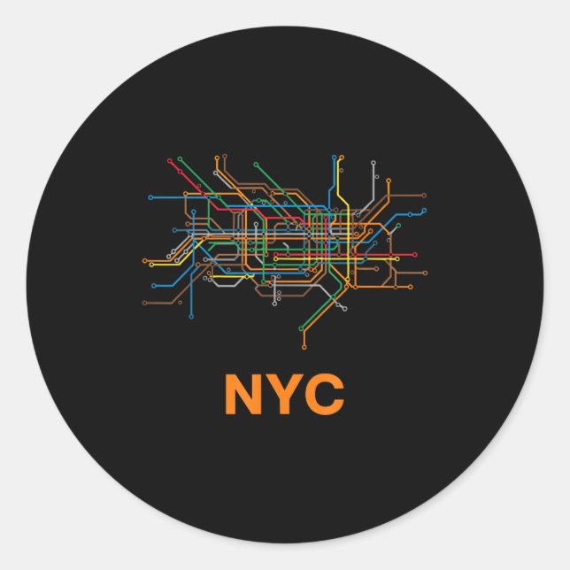 Abstract Nyc Subway Lines Minimalist New York Desi Classic Round Sticker (Front)
