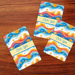 Abstract Ocean Beach Theme Waves Fish Sun Playing Cards
