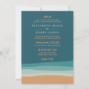 Abstract Ocean Beach Wedding Invitation