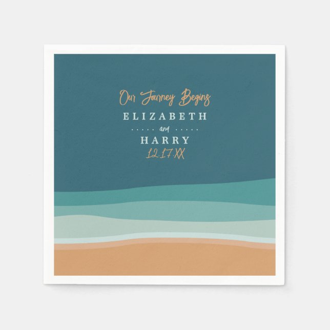 Abstract Ocean Beach Wedding Napkin (Front)