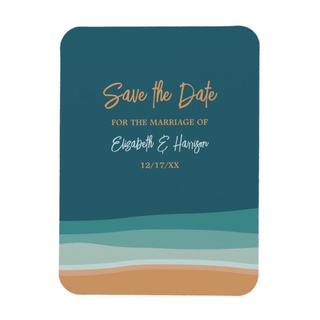 Abstract Ocean Beach Wedding Save The Date Magnet (Vertical)