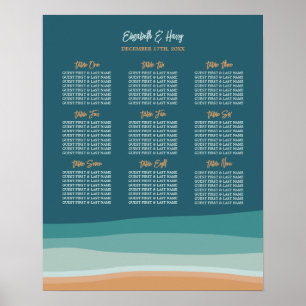 Abstract Ocean Beach Wedding Seating Chart