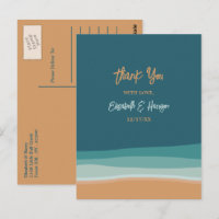 Abstract Ocean Beach Wedding Thank You