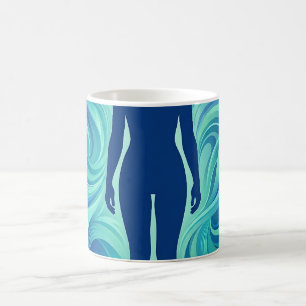 Abstract Ocean Blue Silhouette Coffee Mug