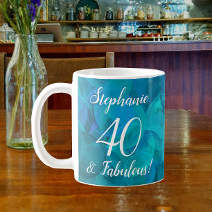 Abstract Ocean Blue Teal 40 and Fabulous Birthday Coffee Mug