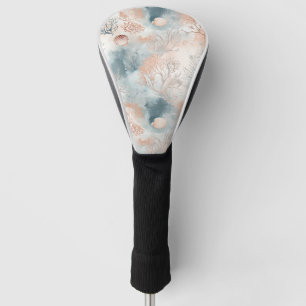 Abstract Ocean Coral Orange Blue Fluid Golf Head Cover