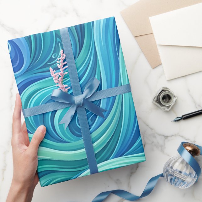 Abstract Ocean Gradient Waterfall Wrapping Paper (Gifting)