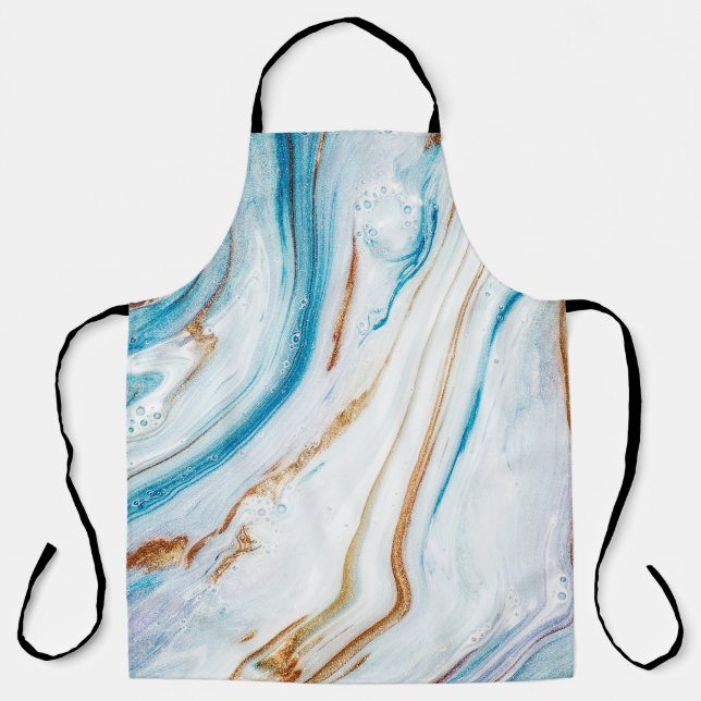 Abstract Ocean Luxury Marble Swirls Apron (Front)