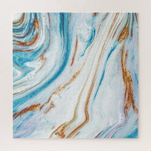 Abstract Ocean Luxury Marble Swirls Jigsaw Puzzle