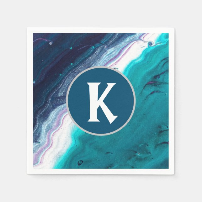 Abstract Ocean Monogram Napkin (Front)
