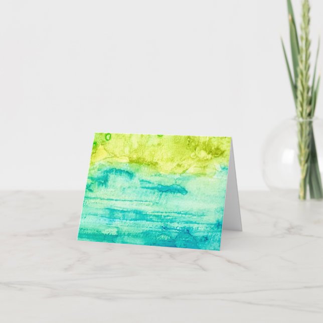 Abstract Ocean Watercolor Folded Note Card (Front)