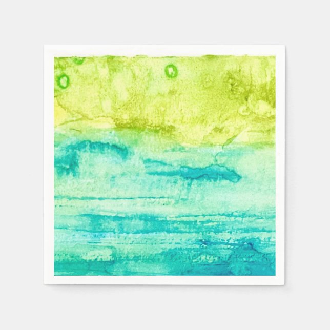 Abstract Ocean Watercolor Napkin (Front)