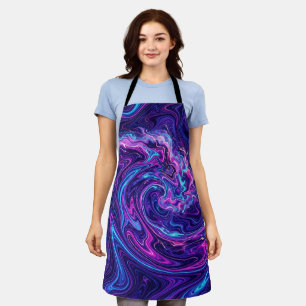 Abstract Ocean Wave Cosmic Purple Liquid Apron