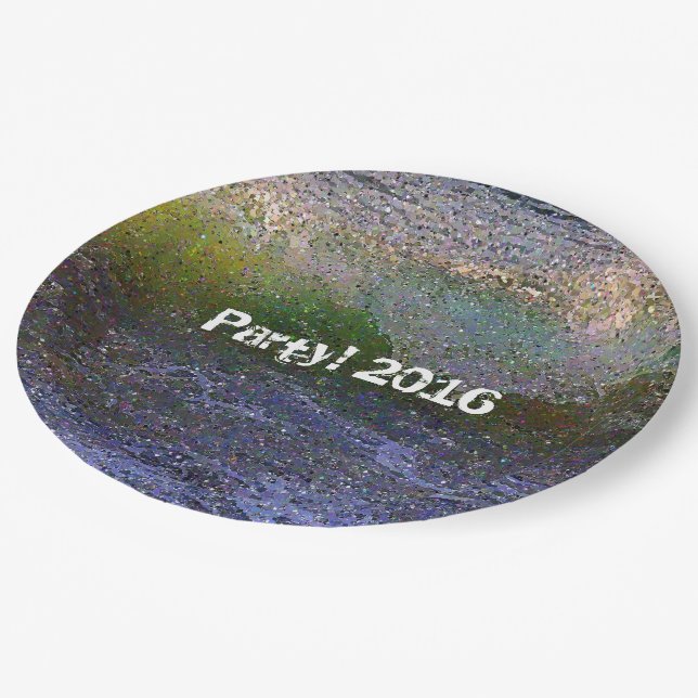 Abstract Ocean Wave Paper Plate (Angled)