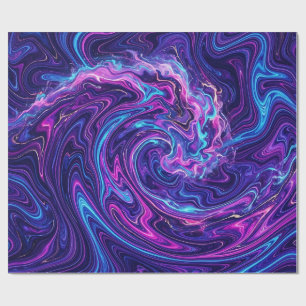 Abstract Ocean Wave Purple Liquid Wrapping Paper