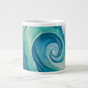 Abstract Ocean Wave Spiral Large Coffee Mug